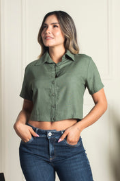 blusa femenina con mangas color verde