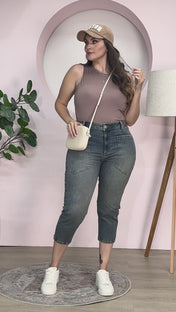 Jean Capri Tiro Medio Stretch Azul Marca Trucco´s