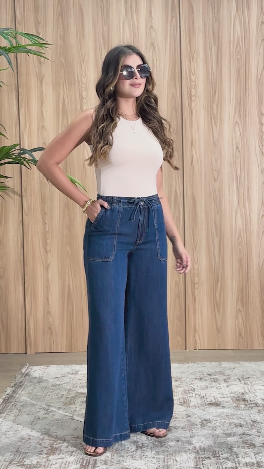 Pantalón Wide Leg de Corte Alto y Caída Fluida Marca Trucco´s