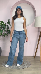Jean Wide Leg High Waist Denim Corte Amplio y Elegante Marca Trucco´s