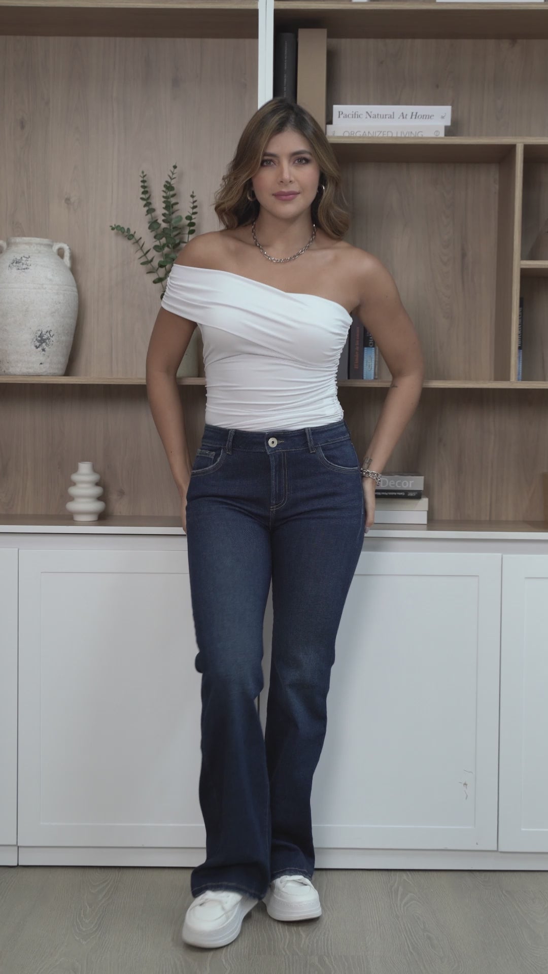 Jean Semicampana Tiro Alto Denim Stretch Marca Trucco´s