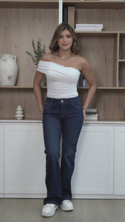 Jean Semicampana Tiro Alto Denim Stretch Marca Trucco´s