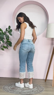 Jean Capri Mujer Tiro Alto Stretch Slim Fit Denim Chic Marca Trucco´s