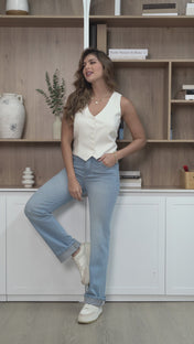 Jean Wide Leg Tiro Alto Estilo Femenino Denim Premium Marca Trucco´s