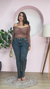 Jean Bota Recta Tiro Alto Denim Clásico Marca Trucco´s Plus Size