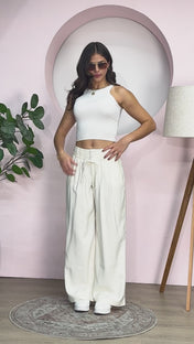 Pantalón Wide Leg Cintura Alta Corte Fluido Marca Trucco´s