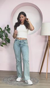 Jean Wide Leg Tiro Alto Ancho Chic Marca Trucco´s