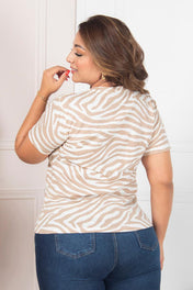 Camiseta Cuello Redondo Animal Print Cebra Marca Trucco´s Plus Size