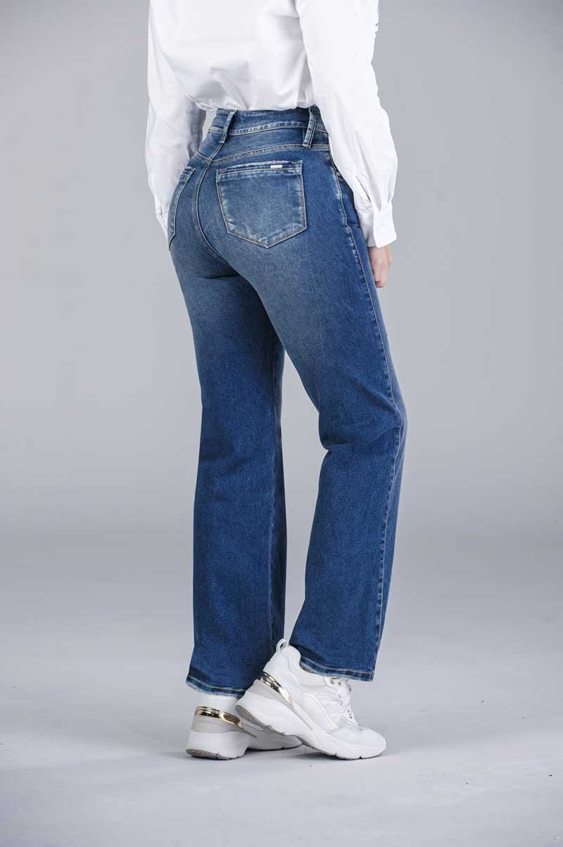 Jean high waist color azul oscuro marca trucco's