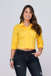 Camisa Manga Larga Color Amarillo Marca Trucco's