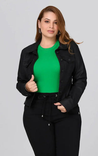 Chaqueta Clásica Efecto Cuero Marca Trucco's Plus Size - 4