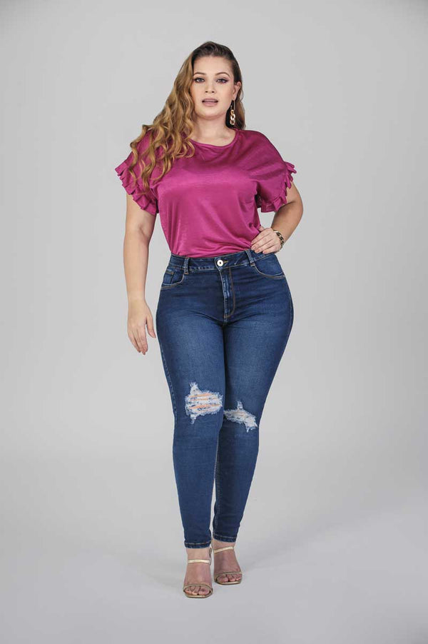 Jean Skinny Color Azul Oscuro Marca Trucco's Plus Size