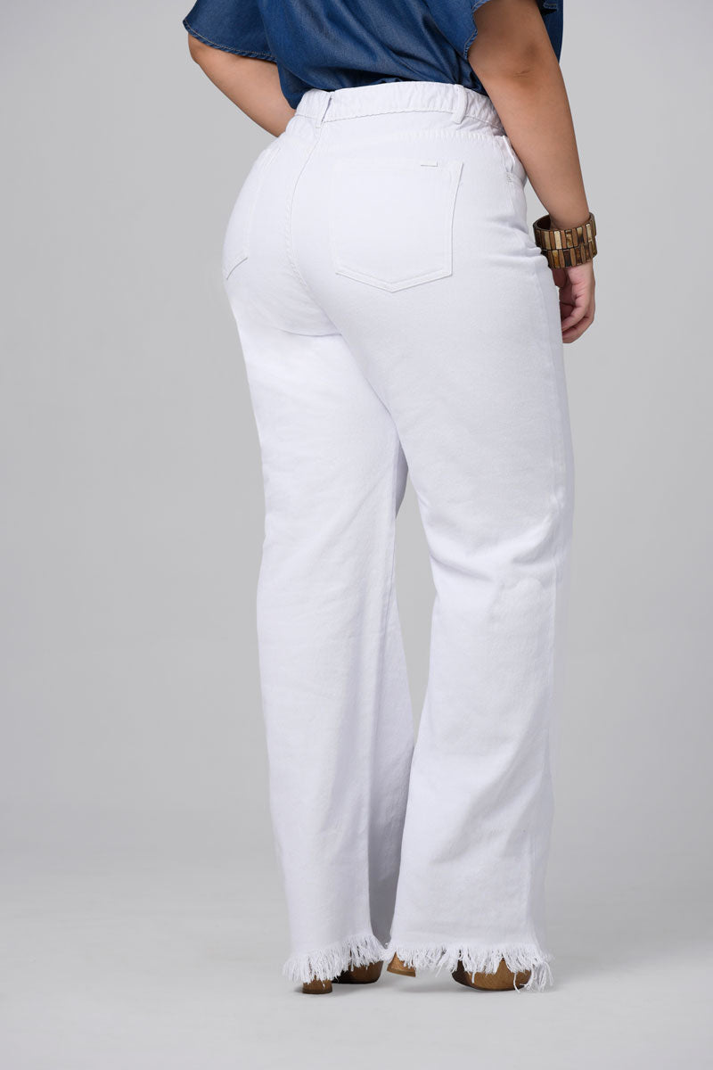 Jean Wide Leg Color Blanco Marca Trucco's Plus Size