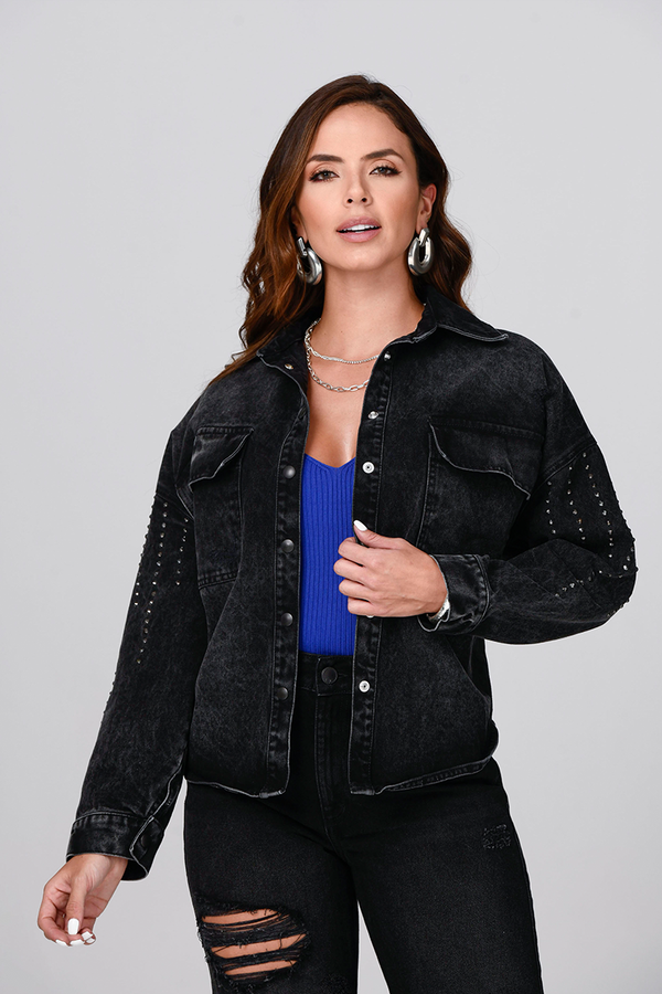 Chaqueta Oversize Color Negro Marca Trucco's